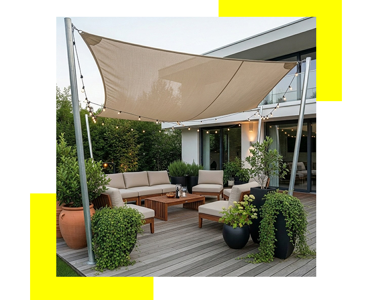 Malla sombra residencial